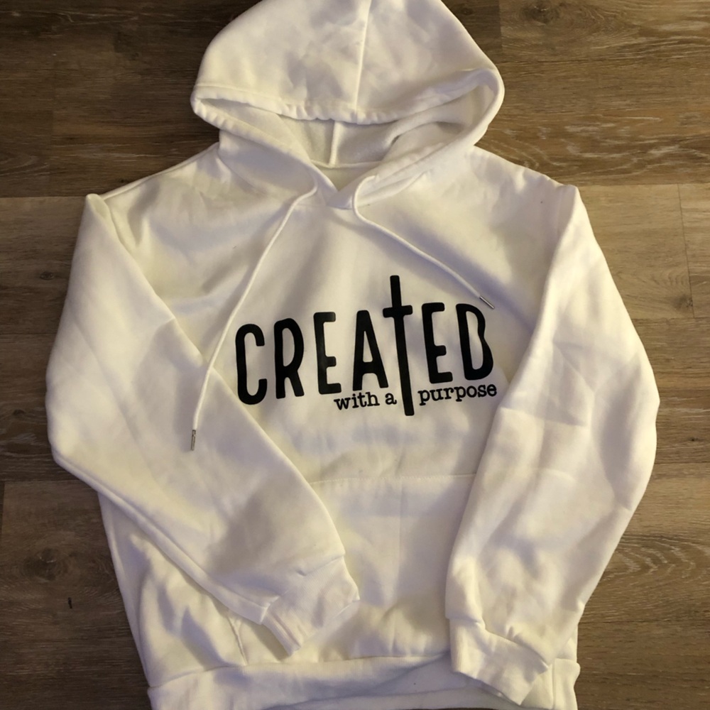 SHEIN White Fleece Hoodie